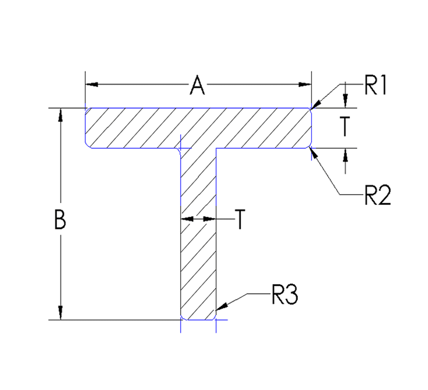 Aluminum Tee - Equal Thickness