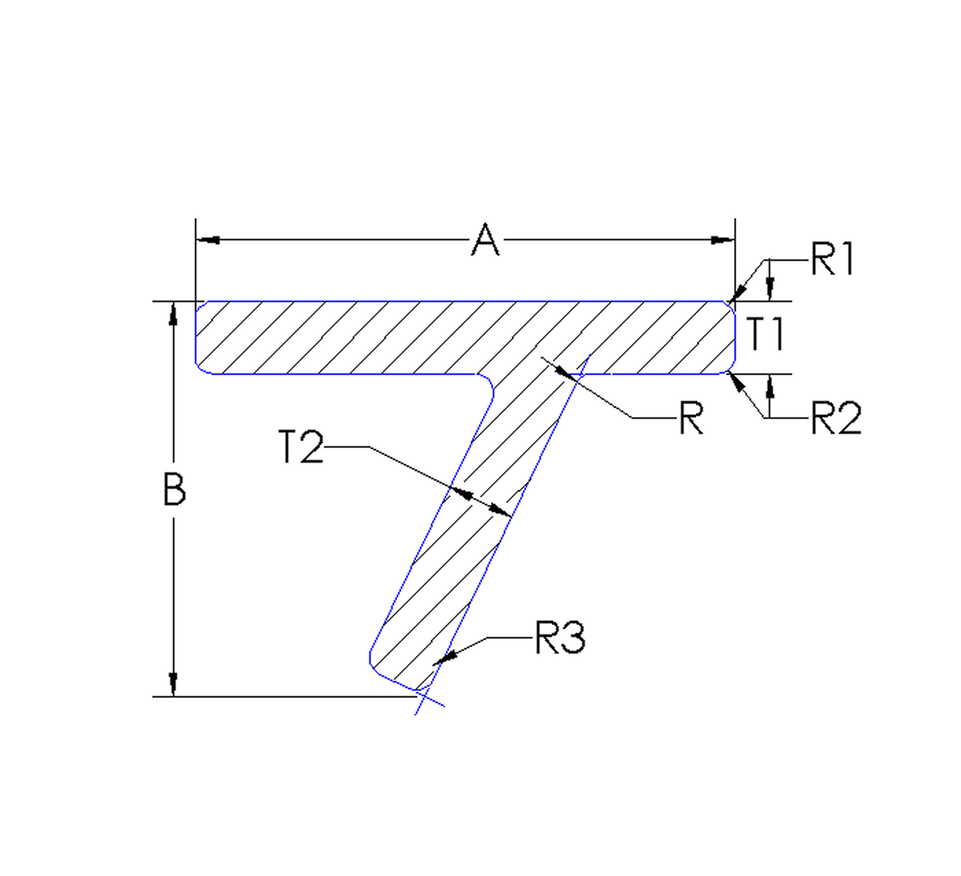 Aluminum Tee offset - Angled Un-Equal Thickness