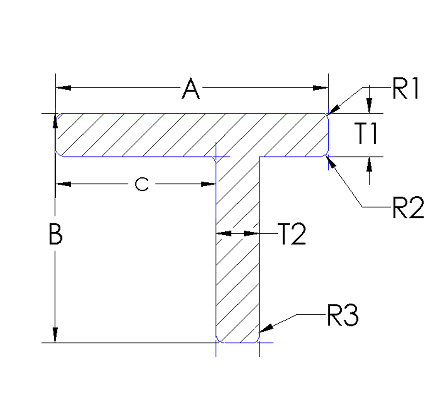 Aluminum Tee offset - Un-Equal Thickness