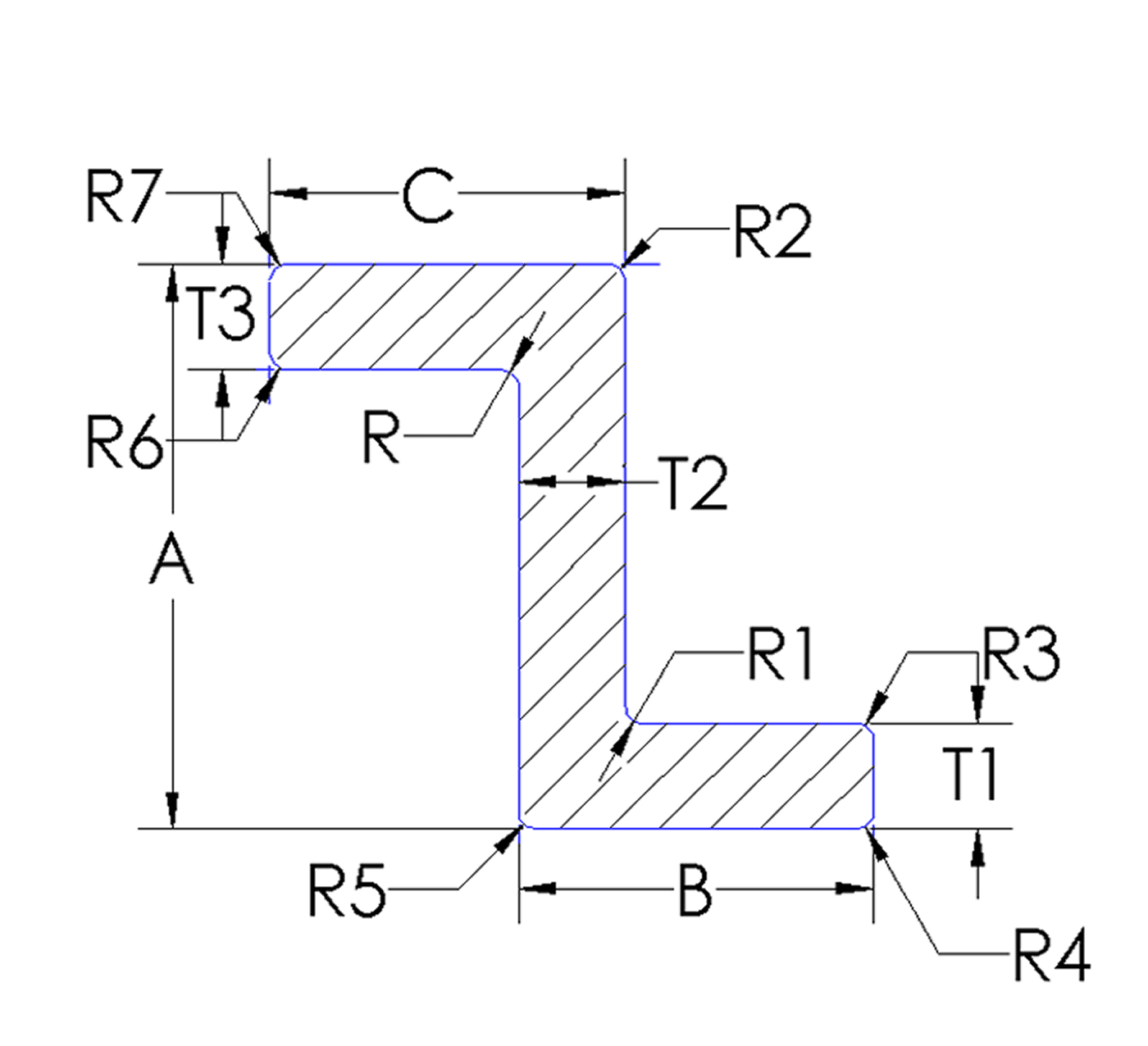 Aluminum Zee, Un-Equal Thickness