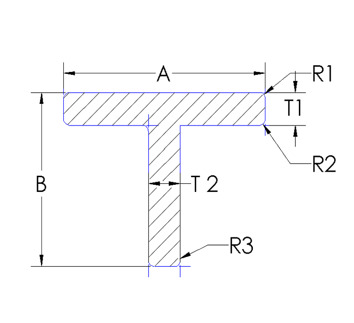 Aluminum Tee - Unequal Thickness