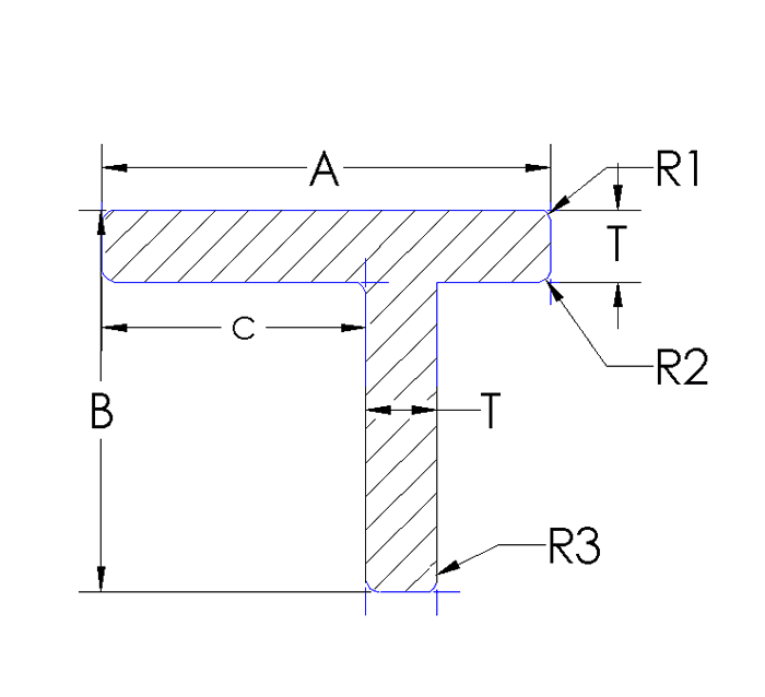 Aluminum Tee offset - Angled Equal Thickness