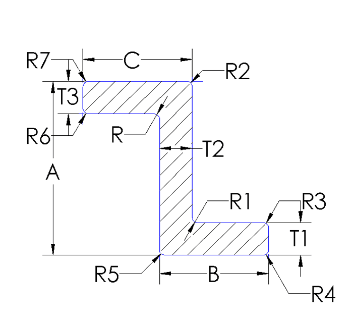 Aluminum Zee, Un-Equal Thickness